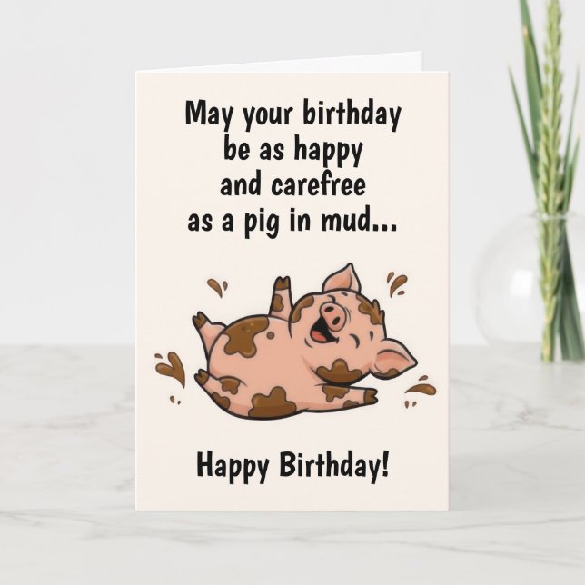 Funny Pig Birthday Karte (Vorderseite)