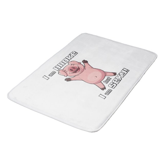 Funny Pig Broke Sexy - Bath Mat Badematte (Schrägansicht)
