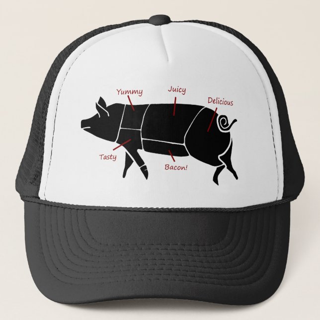Funny Pig Butcher Diagramm Truckerkappe (Vorderseite)