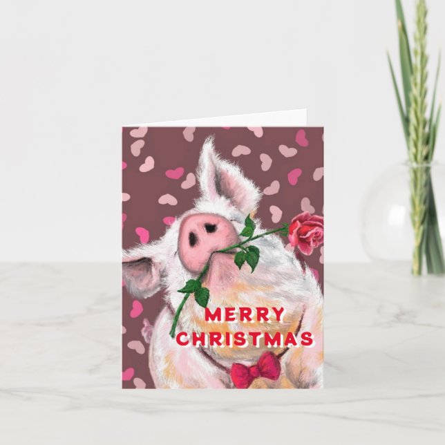 Funny Pig Christmas Card Karte (Vorderseite)