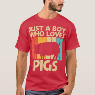 Funny Pig Design For Boys Kids Pig Farmer Farm Far T-Shirt