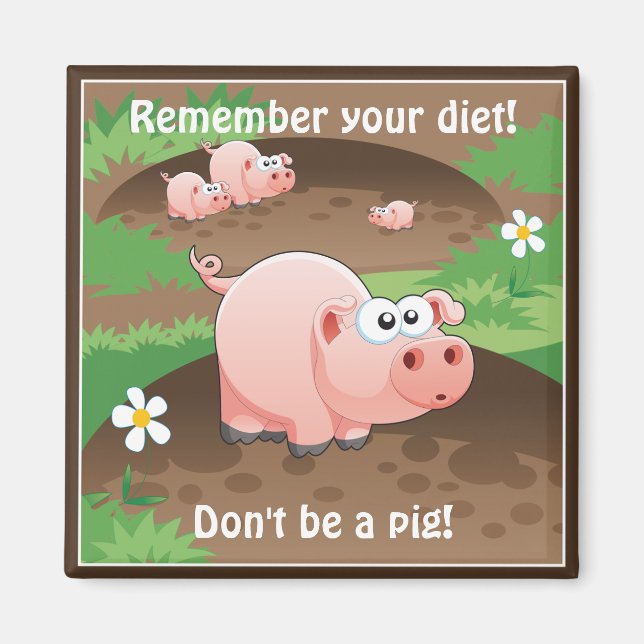 Funny Pig Diet Erinnerung Magnet (Vorne)
