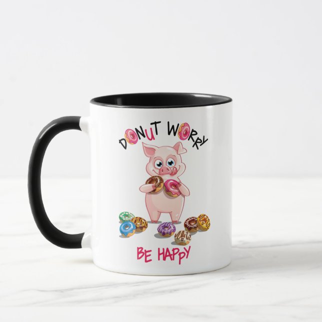 Funny Pig Donut Pun Tasse (Links)