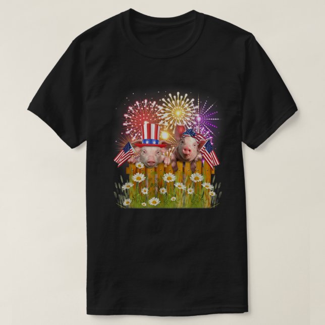 Funny Pig Firework Usa Flag Top Hat Happy Merica 4 (Design vorne)