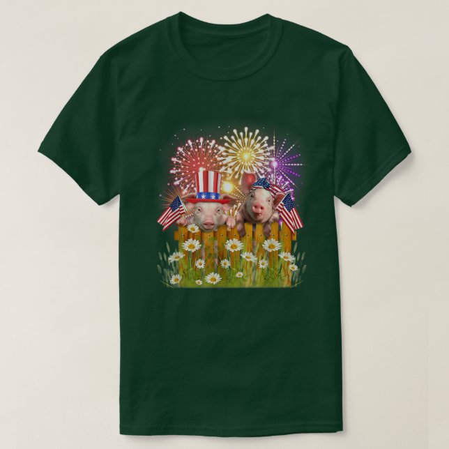 Funny Pig Firework USA Flag Top Hat Happy Merica 4 (Design vorne)