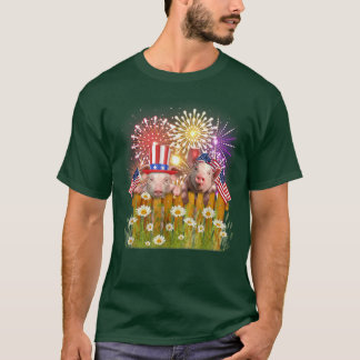Funny Pig Firework USA Flag Top Hat Happy Merica 4