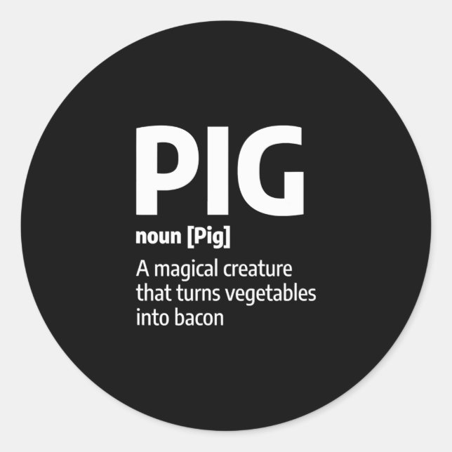 Funny Pig Fleisch Definition Schweinebacke Runder Aufkleber (Vorderseite)