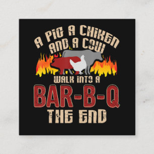 Funny Pig Hühnchen Kuh Bar B Q Grillen Koch Koch K Quadratische Visitenkarte