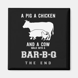 Funny Pig Hühnerkuh Geschichte von Grillen Master Magnet