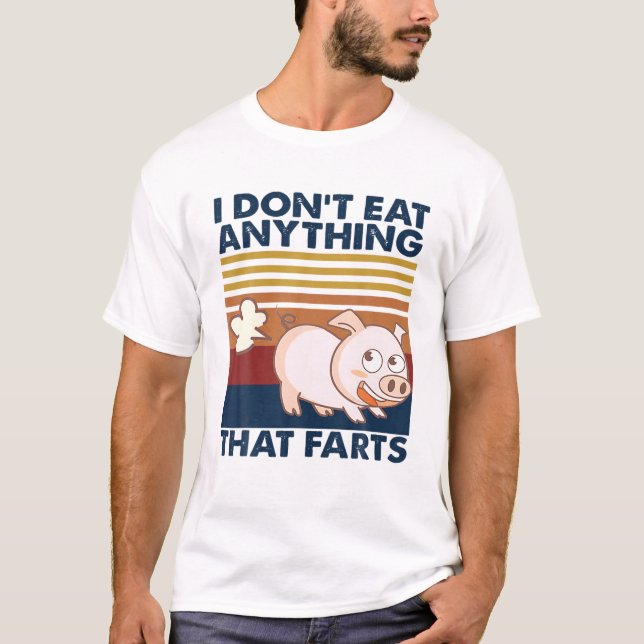 Funny Pig ich essen nichts, dass Furzen Retro Vi T-Shirt (Vorderseite)