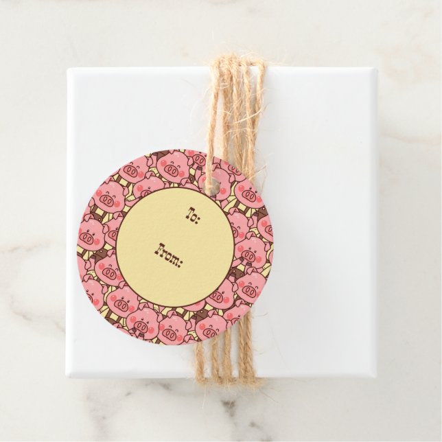 Funny Pig in Overalls Geschenkanhänger (Beispiel)