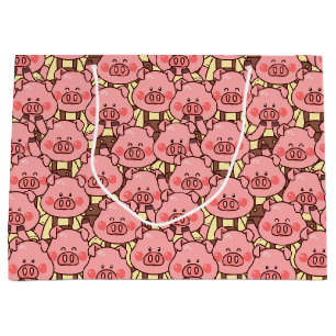 Funny Pig in Overalls Große Geschenktüte