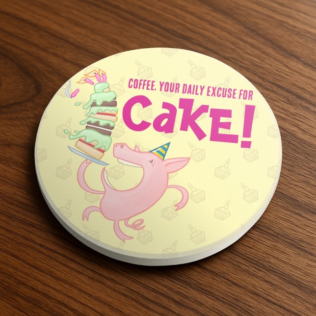 Funny Pig Kaffee Täglich Entschuldigung für Kuchen Getränkeuntersetzer (Von Creator hochgeladen)