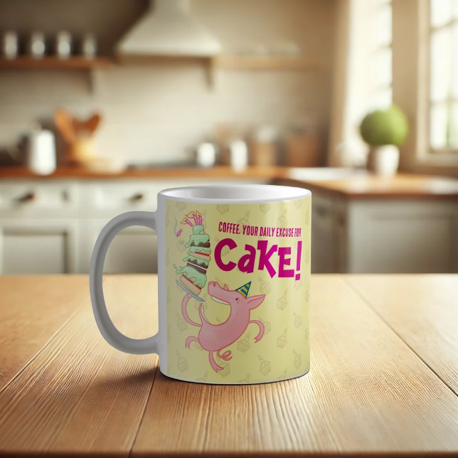 Funny Pig Kaffee Täglich Entschuldigung für Kuchen Kaffeetasse (Von Creator hochgeladen)
