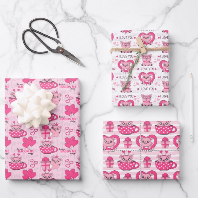 Funny Pig Liebe Puff Geschenkpapier Set (Vorderseite)