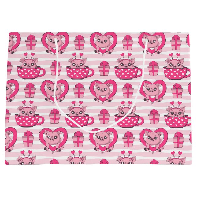Funny Pig Liebe Puff Große Geschenktüte (Vorderseite)