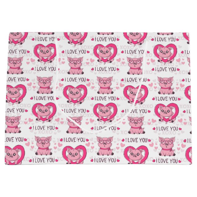 Funny Pig Liebe Puff Große Geschenktüte (Vorderseite)