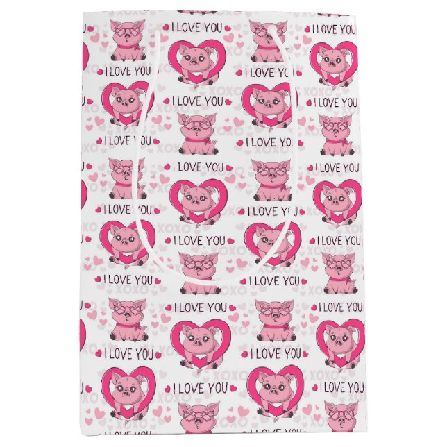 Funny Pig Liebe Puff Mittlere Geschenktüte (Vorderseite)