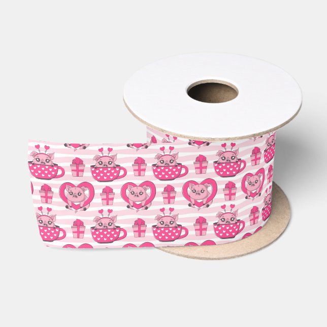 Funny Pig Liebe Puff Satinband (Spule)
