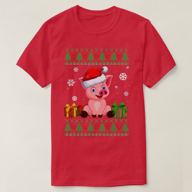 Funny Pig liebt Niedliche Schweinefleisch Weihnach T-Shirt (Design vorne)