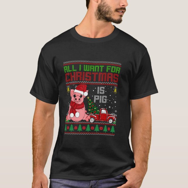 Funny Pig liebt Niedliche Schweinefleisch Weihnach T-Shirt (Vorderseite)