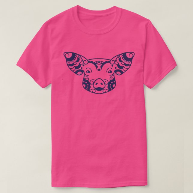 Funny Pig Mandala Design Animal Lover Premium  T-Shirt (Design vorne)