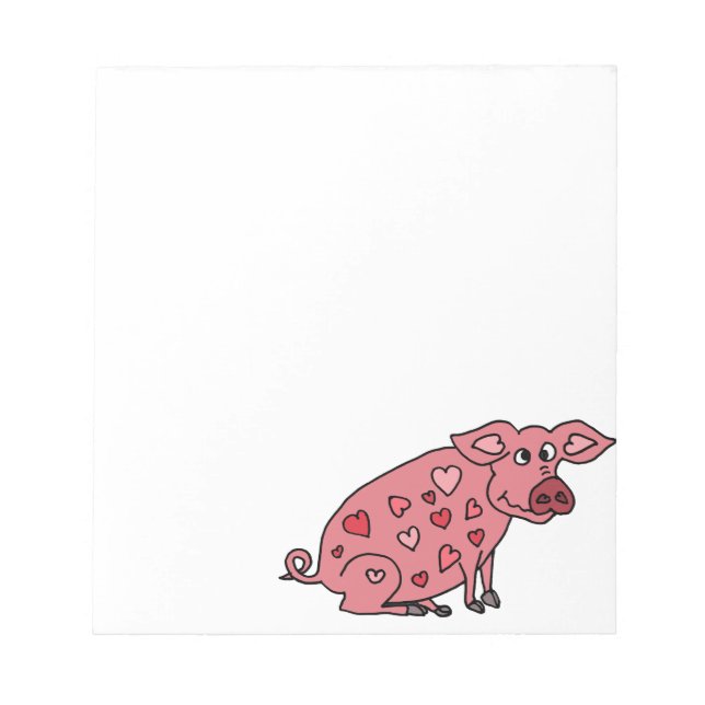 Funny Pig mit Herzdesign Notizblock (Vorderseite)