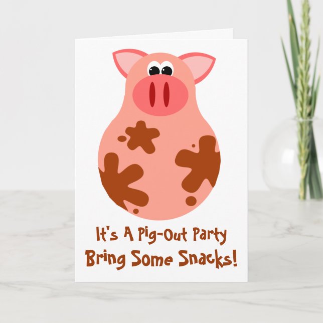 Funny Pig Out Friends Party Einladung Card (Vorderseite)