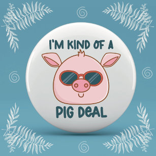 Funny Pig Pun Button