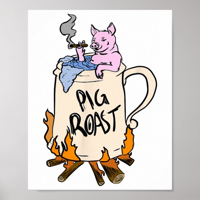 Funny Pig Roast in einem Bier Stein Geschenk Poster (Vorne)