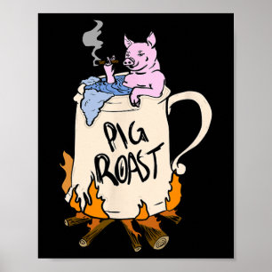 Funny Pig Spit Roast Grillen Party Grill Master Ge Poster