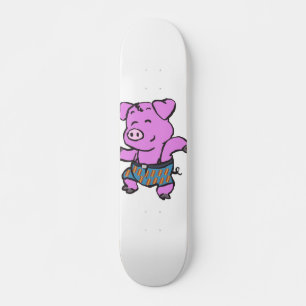 Funny Pig tanzend Cartoon   Hintergrundfarbe auswä Skateboard