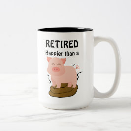 Funny Pig Thema Pension Spaß Happier als ein.. Zweifarbige Tasse