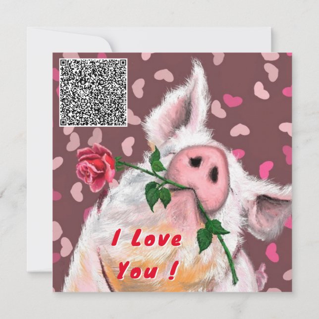 Funny Pig Valentine's Day Card Dein QR Code wünsch Karte (Rückseite)