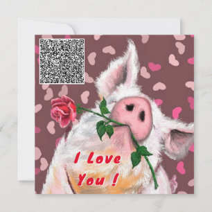 Funny Pig Valentine's Day Card Dein QR Code wünsch Karte