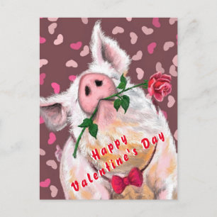 Funny Pig Valentine's Day Card Postkarte