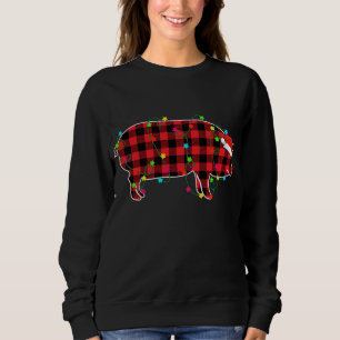 Funny Pig Weihnachtsbaum Rote Karierte Weihnachtst Sweatshirt