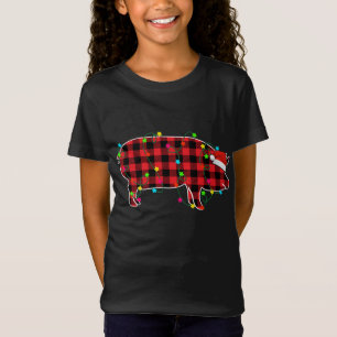 Funny Pig Weihnachtsbaum Rote Karierte Weihnachtst T-Shirt