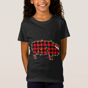 Funny Pig Weihnachtsbaum Rote Karierte Weihnachtst T-Shirt