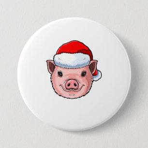 Funny Pig Weihnachtsmannmütze Piggie Weihnachtsges Button