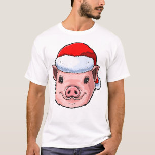 Funny Pig Weihnachtsmannmütze Piggie Weihnachtsges T-Shirt