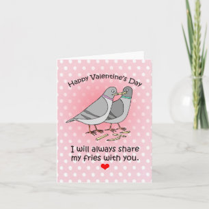 Funny Pigeon French Fry Lover Niedlicher Valentins Karte