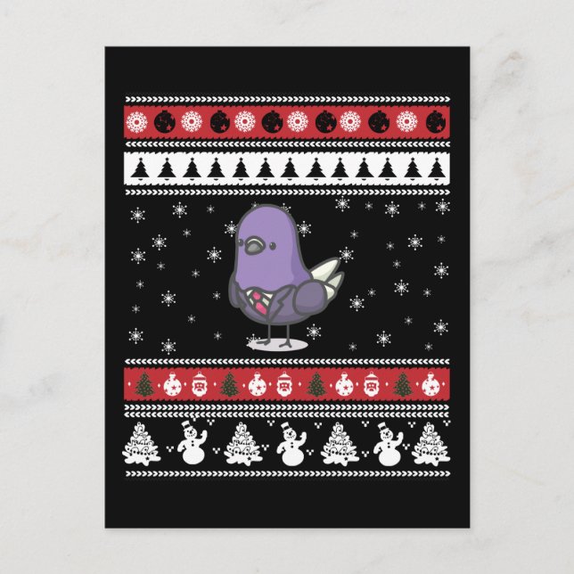 Funny Pigeon Ugly Christmas Postkarte (Vorderseite)