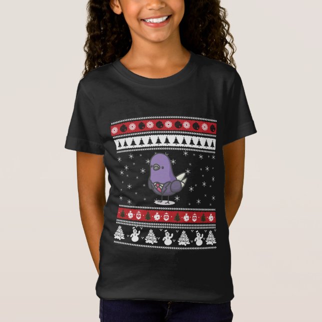 Funny Pigeon Ugly Christmas T-Shirt (Vorderseite)