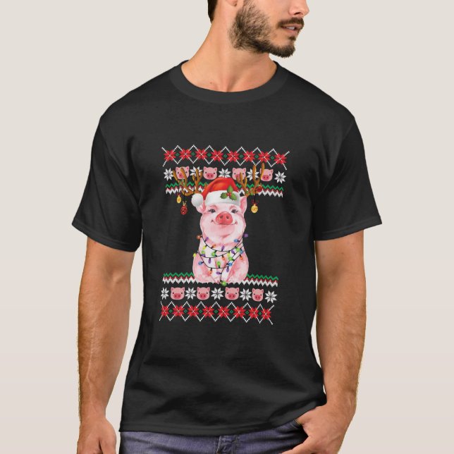 Funny Pigmas Pig Lover Ugi Weihnachtskraut T-Shirt (Vorderseite)