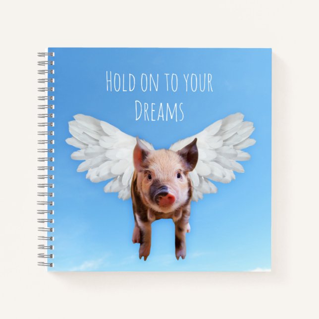 Funny Pigs Might Fly Hold onto Dreams  Notizbuch (Vorderseite)