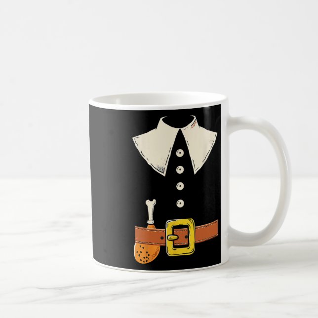 Funny Pilgrim Costume Turkey Leg Thanksgiving Than Kaffeetasse (Rechts)