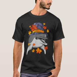 Funny Pilgrim Dolphin Herbstsaison Thanksgiv T-Shirt