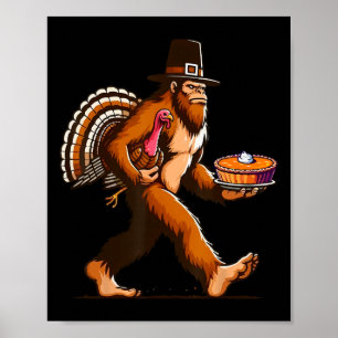 Funny Pilgrim Sasquatch Yeti und Pumpkin Pie Viele Poster