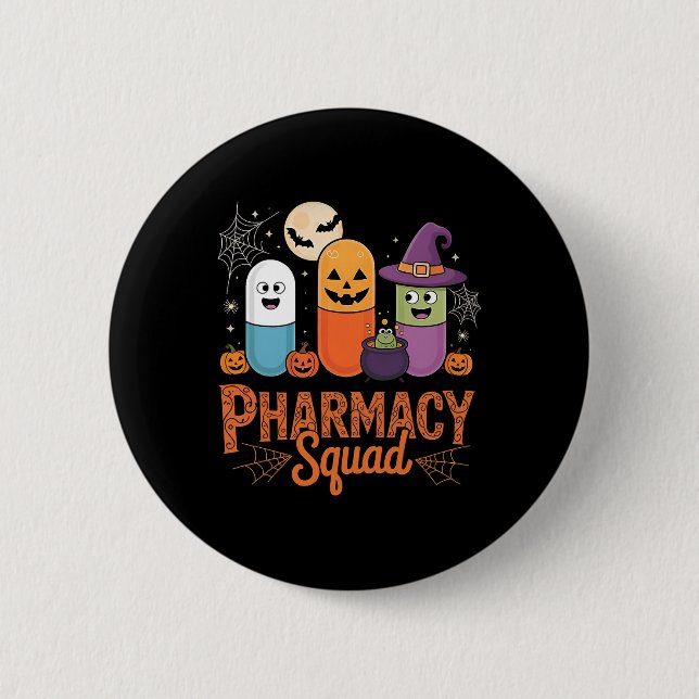 Funny Pills Pharmacy Pharmacist Squad Niedlich Hal Button (Vorderseite)
